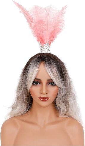 Gothic Rhinestone Feather Crown Headpiece – Halloween Carnival Masquerade Costume Accessory for Women (Lake blue) in Saudi Arabia