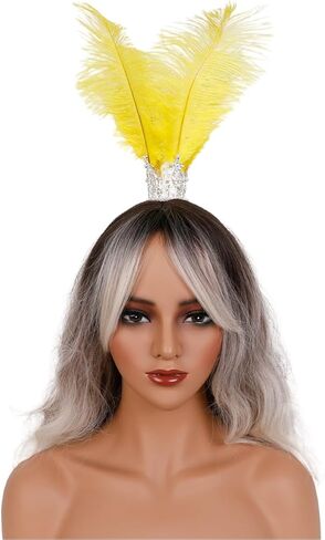 Gothic Rhinestone Feather Crown Headpiece – Halloween Carnival Masquerade Costume Accessory for Women (Lake blue) in Saudi Arabia