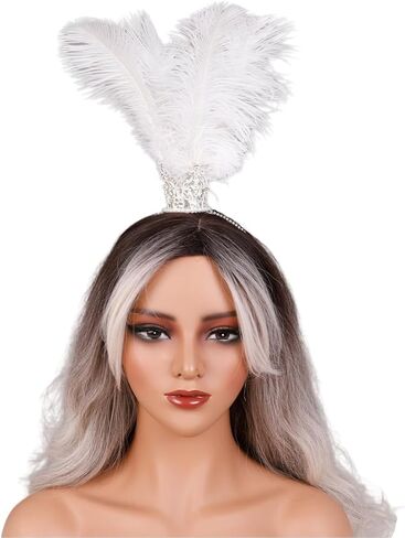 Gothic Rhinestone Feather Crown Headpiece – Halloween Carnival Masquerade Costume Accessory for Women (Lake blue) in Saudi Arabia