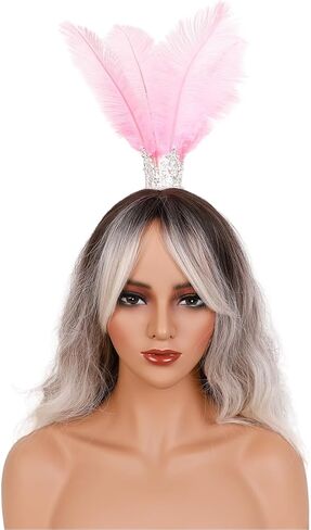 Gothic Rhinestone Feather Crown Headpiece – Halloween Carnival Masquerade Costume Accessory for Women (Lake blue) in Saudi Arabia