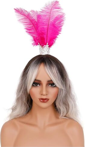 Gothic Rhinestone Feather Crown Headpiece – Halloween Carnival Masquerade Costume Accessory for Women (Lake blue) in Saudi Arabia