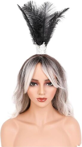 Gothic Rhinestone Feather Crown Headpiece – Halloween Carnival Masquerade Costume Accessory for Women (Lake blue) in Saudi Arabia