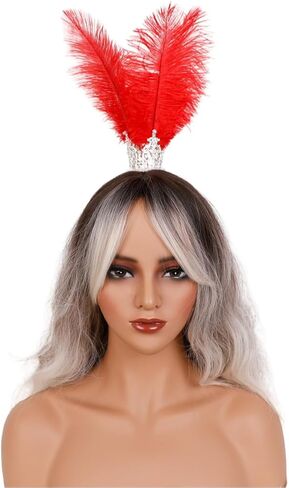 Gothic Rhinestone Feather Crown Headpiece – Halloween Carnival Masquerade Costume Accessory for Women (Lake blue) in Saudi Arabia