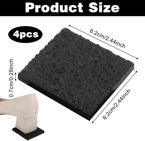 4 Pcs Shoe Repair Rubber Heels, Upgraded Boot Heel Replacement Caps Anti-Slip Sole Repair Pad Square Shoes Heels Pad Sole Protectors for Women Men Boots Shoes(1/5 Inch /5 mm Thickness) in Saudi Arabia