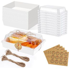 Dualshine 50 Pack Charcuterie Boxes with Clear Lids,5x7 Inches White Paper Bakery Boxes,Disposable Food Containers,Dessert Boxes for Sandwich,Strawberries,Cookies,Hamburgers and Cheese Cake.