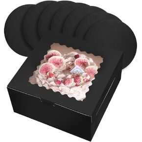 qiqee Halloween Black Tombstone Cake Boxes 10x10x5 inch Bakery Box with Window 12packs Pastry Box For Halloween