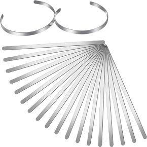 Hicarer 18 Pieces Bracelet Blanks Adjustable Cuff Bangle Bracelet Stainless Steel Blank Bracelet Bangle for DIY Jewelry Bangle Making, 1/5 x 6 Inch