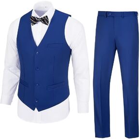 Men's Suit 2-Piece Set, Slim Fit Formal Business Wedding Suit Vest Pants for Men