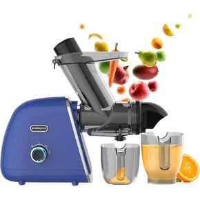 Masticating Juicer Cold Press Slow Juicer Machine - Whole Fruit and Vegetable Juice Extractor, Multiple Filters, Easy to Clean, Durable - Blue in Kuwait