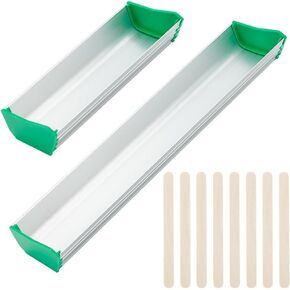 FINGERINSPIRE 2 Sizes Scoop Coater 6.5/12inch Aluminum Screen Coater with 50pcs Wooden Cakesicle Sticks Dual Edge Emulsion Scoop Durable Platinum Scoop Coating Tool for Silk Screen Printing Supplies
