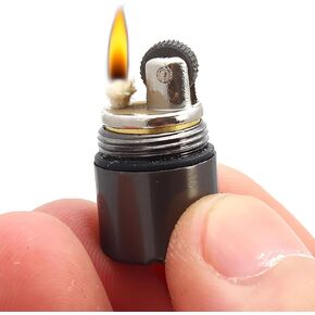 The World's Smallest Kerosene Lighter! Height 2.5cm/φ 1.3cm Capsule Lighter Portable Metal Miniature EDC Gear Waterproof Tiny Peanut Lighter (Fuel not Included) (Mini Black)