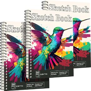 OSIMIG 3 Pack Sketch Books 8.5 * 11", 150 Drawing Paper, (80lb/120gsm) Sketch Book for Kids, Adults, Spiral Bound Sketchbook for Drawing Art