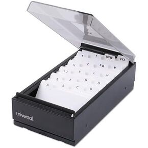 Universal : High-Capacity Business Card File, Metal/Plastic, Black/Smoke, 4 1/4x8 1/4x2 1/2 -:- Sold as 2 Packs of - 1 - / - Total of 2 Each