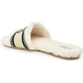 Nicole Miller Paris Flat Slide Slippers for Women, Chic Faux Fur Lined Sandals - Fashionable Women's Slippers Perfect for Indoor & Outdoor Use - Stylish Gifts for Women