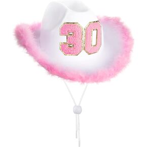 قبعة رعاة البقر الوردية لعيد الميلاد الثلاثين من JUSTOTRY - هدايا يوم الميلاد الثلاثين للنساء، قبعات راعية البقر مع حافة واسعة لزينة عيد الميلاد الثلاثين in Kuwait