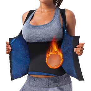 QZSH Women Sauna Vest Sweat Tank Top Waist Trainer Workout Slimming Shirt Sauna Tights Heat Trapping Suit Gym Sauna Jacket