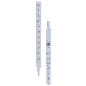 Borosil® Reusable Class A Serological Pipettes (Pipets) with Permanent Amber Graduations and Individual Serial Numbers, Individual Certificate, 1mL (0.1mL Intervals), 10/CS