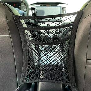 Pincuttee 3-Layer Car Mesh Organizer 1 Pack,Seat Back Net Bag Organizer,Seat Back Net Bag Barrier of Backseat Dog or Kids Pet, for Car/SUV/Truck(Black)