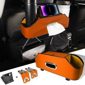 Backseat Car Organizer, Leather Car Organizer Backseat, Car Back Seat Organizer with 2 Cup Holder,1 Tissue Holder, Seat Headrest Hooks Storage, Phone Stand Holder,Great for Kids Children, Black in Saudi Arabia