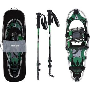 Yukon Charlie's Advanced 9x30 Inch Men's Snowshoe Kit with Aluminum Poles & Bag