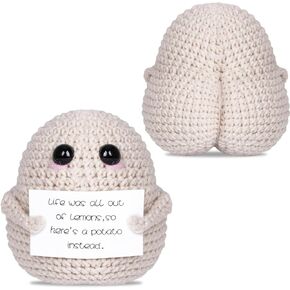 Netholid Positive Crochet Potato Funny Emotional Support Potato with Positive Gift Cards Suitable for Birthday Gag Gift