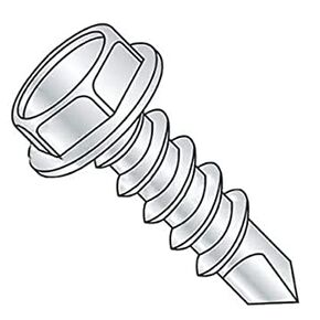 Shorpioen 100-Pack 1/4-14 x 3/4 Unslotted Indented Hex Washer Self Drill Screw Zinc BC-1412KW
