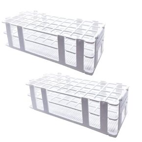 Luckkyme Plastic Test Tube Rack 2 Pack White 40 Holes Lab Test Tube Rack Holder for 21mm and Below The Test Tubes, Detachable, White