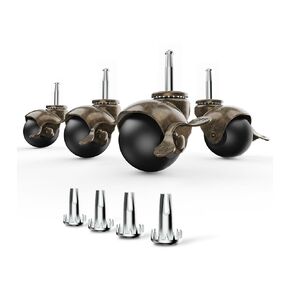 HOLKIE 2 inch Ball Caster Wheels Locking Stem Casters, Furniture Casters Set of 4 Brass Vintage Antique Swivel Caster, 5/16" x 1-1/2" Grip Neck Spherical Casters Wheels for Furniture Legs