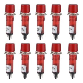 uxcell Signal Indicator Dash Light DC 12V, LED Bulbs XD10-3 Red, 10mm 2/5" Panel Mount 10Pcs