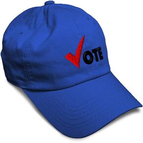 Speedy Pros Soft Baseball Cap Vote Sign Embroidery Typography & Symbols Twill Cotton Dad Hats for Men Women Buckle Closure Royal Blue Design Only