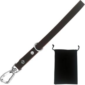 Short Dog Lead Leather Dog Leash 14 inches pet Leashes Chain Rope Training Walking Strong Traffic Heavy Duty Metal 360 Hook for Small Medium and Large Dogs Cat in Kuwait