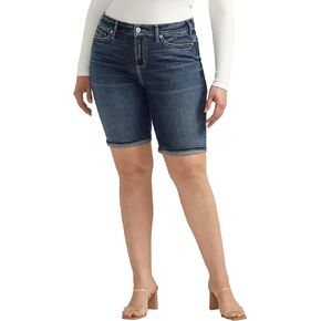 Silver Jeans Co. Women's Plus Size Suki Mid Rise Curvy Fit Bermuda Short