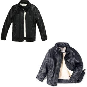 LJYH سترة جلدية للأولاد ربيع جديد للأطفال بياقة دراجة نارية من الجلد الصناعي بسحاب معطف 4/5 سنوات للأولاد سترات شتوية من جلد البولي يوريثان للأطفال معاطف مخملية للدراجات النارية سميكة 4/5 سنوات in Kuwait