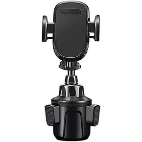 Car Cup Holder Phone Mount W/ Long Gooseneck- Flexible Smartphone Holder, 360° Rotation Feature, 1 Click Release, Universal iPhones 13 11 Pro Max/SE/XS/Max/X/8/7 Plus/Galaxy/Google Pixel (Black)