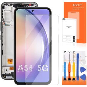 OLED for Samsung Galaxy A54 Screen Replacement for Samsung A54 5G LCD Display SM-A546E SM-A546B SM-A546U LCD Digitizer Touch Screen Assembly Repair Parts Black with Frame(Support Fingerprint)