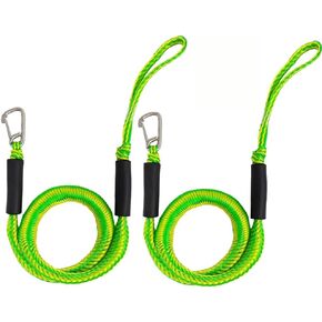 Bungee Dock Lines, Boat Ropes for Docking,Mooring Rope with Stainless Steel Clip - Accessories for Boats, PWC, Kayak, Watercraft,Jet Ski, Pontoon, Canoe, Power Boat Black 4-Pack
