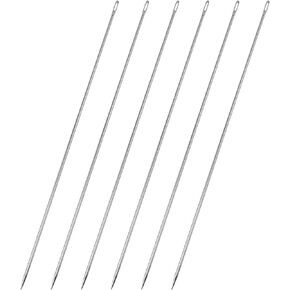 AYLIFU 6pcs 12 Inch Extra Long Upholstery Needles Stainless Steel Large Eye Hand Sewing Needles for Home Upholstered Furniture Webbing, Carpet, Leather, Craft Items (12 inch / 30 cm)