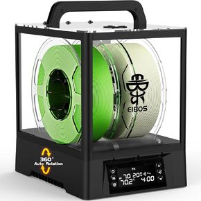 【EIBOS Official 】3D Printer Filament Dryer Box Polyphemus with Fan, Automatic Rotation, Humidity Control & Extra Large Space for 3KG Spools 1.75mm 2.85mm 3.00mm Nylon, PLA, TPU, 360° Surround Heating