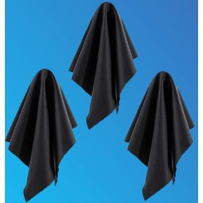 California JOS - 3 Pack, Black Color,12" x 12" (30x30CM) Oversized Washable Durable Microfiber Cleaning Cloth for Glasses, Lenses, Electronics, Screens.Compatible with MacBook Pro 13", 14",15",16"