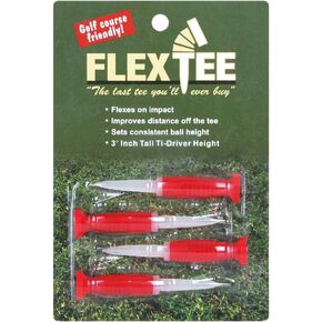 Flex Tee Flexible 3 Inch Red/Clear Plastic Golf Tees (4 Pack) | Virtually Unbreakable Driver Tees, Greater Distance, Accuracy, Less Resistance