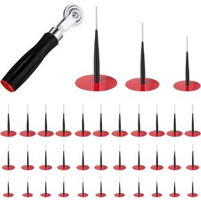 Voittozege 37 Pcs Tire Repair Patch Tool Kit Including 1Pc Tire Patch Roller and 36Pcs 36mm/40mm/50mm Puncture Repair Plug Tire Repair Film Car Tire for Car Truck Motorcycle Wheel Repairing