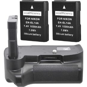 Battery Grip Kit for Nikon D3100 D3200 D3300 D5300 Digital SLR Camera Includes Qty 2 Replacement EN-EL14 Batteries + Vertical Battery Grip + More!!