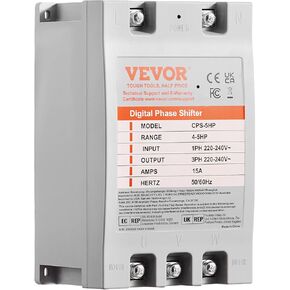 محول VEVOR ثلاثي الطور - 10HP 30A 220V مرحلة واحدة إلى 3 مراحل، 220V-240V إدخال/إخراج، محول الطور الرقمي للاستخدام السكني والتجاري الخفيف (محول واحد لمحرك واحد فقط) in Kuwait