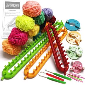 UCDRMA Knitting Loom Kit 35PC Scarf Loom Knitting Kit for Beginners, Quick Loom Knitting for Beginners Adult/Kids Contain Instructions, Pom Pom Maker and Yarn for Crochet Blanket Kit