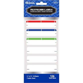 BAZIC Assorted Color File Folder Label (126/Pack)