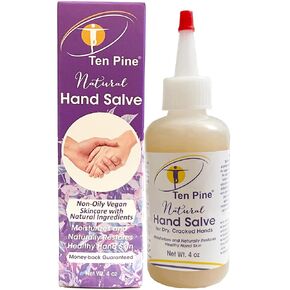 Natural Vegan Hand Salve, Moisturizes and Restores Healthy Hand Skin, for Dry, Cracked, and Over-worked Hands, 4 Oz Bottle, (1 Pack), by Ten Pine