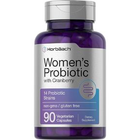Probiotic for Women with Cranberry | 90 Capsules | 14 Probiotic Strains | Non-GMO, Gluten Free Supplement | by Horbaach