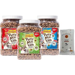 Aurora Pet Variety Pack (3) Party Mix Natural YUMS Cat Treats (Salmon, Tuna and Catnip) 20-oz Each with AuroraPet Wipes