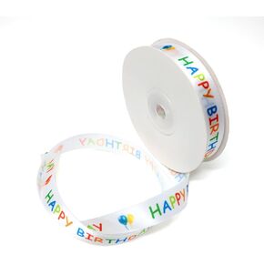 Honbay 25 Yard Polyester Happy Birthday Ribbon Single Face Printed Birthday Cake Ribbon for Gift Wrapping Bow Making Birthday Decoration or DIY Crafts (15mm)