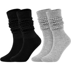 todaysunny Scrunch Socks Women Thin High Boot Sock Soft Slouchy Socks for Women 2 Pack Spring Summer Long Socks